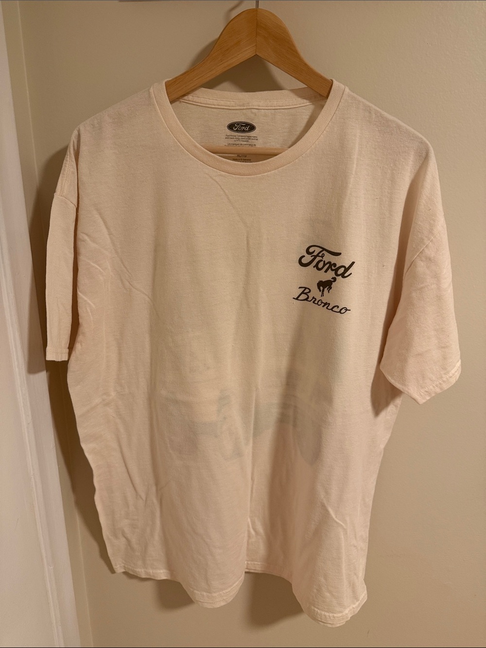 Ford Bronco Cream Short Sleeve Logo Tee with Black Print